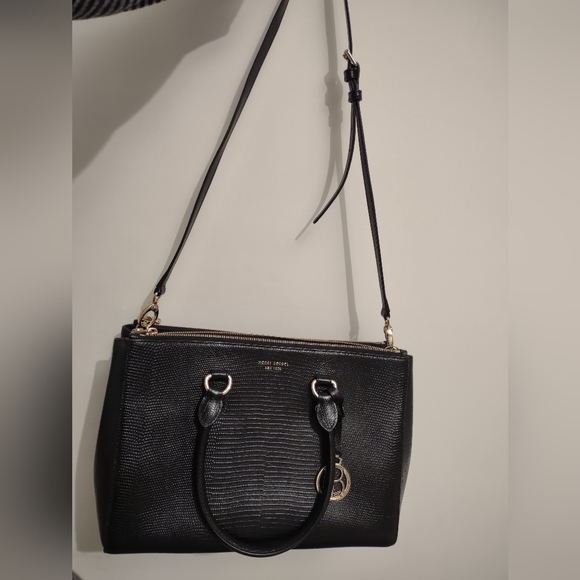 Henri Bendel: Black Reptile Embossed Crossbody Satchel Bag, in good condition! - Picture 3 of 8